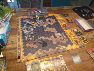 A photo of a game of Deep Rock Galactic - The Board Game, where the players have failed due to being overwhelmed by enemies.
