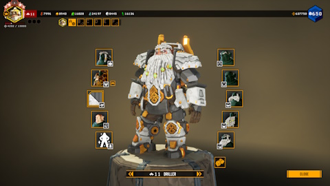 Screenshot of Deep Rock Galactic, showing the dwarf customization screen.